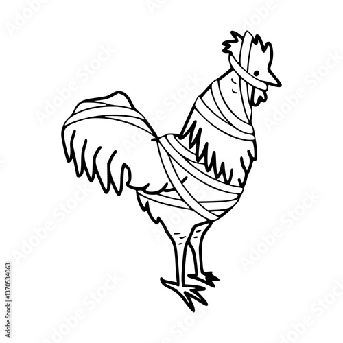 funny wrapped halloween chicken drawing