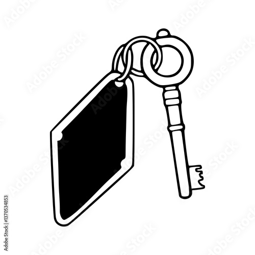 carabiner keychain with key and blank tag