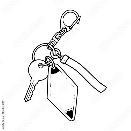 carabiner keychain with key and blank tag