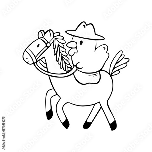 cowboy chicken riding horse cartoon vector