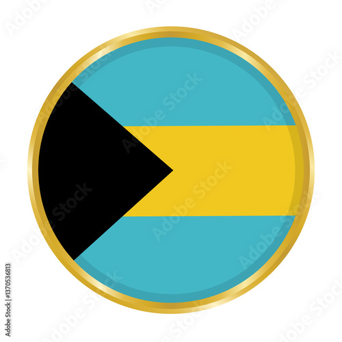 Round Flag of Bahamas with Golden Border Free Download Round Flag of Bahamas with Golden Border - GFXLoad