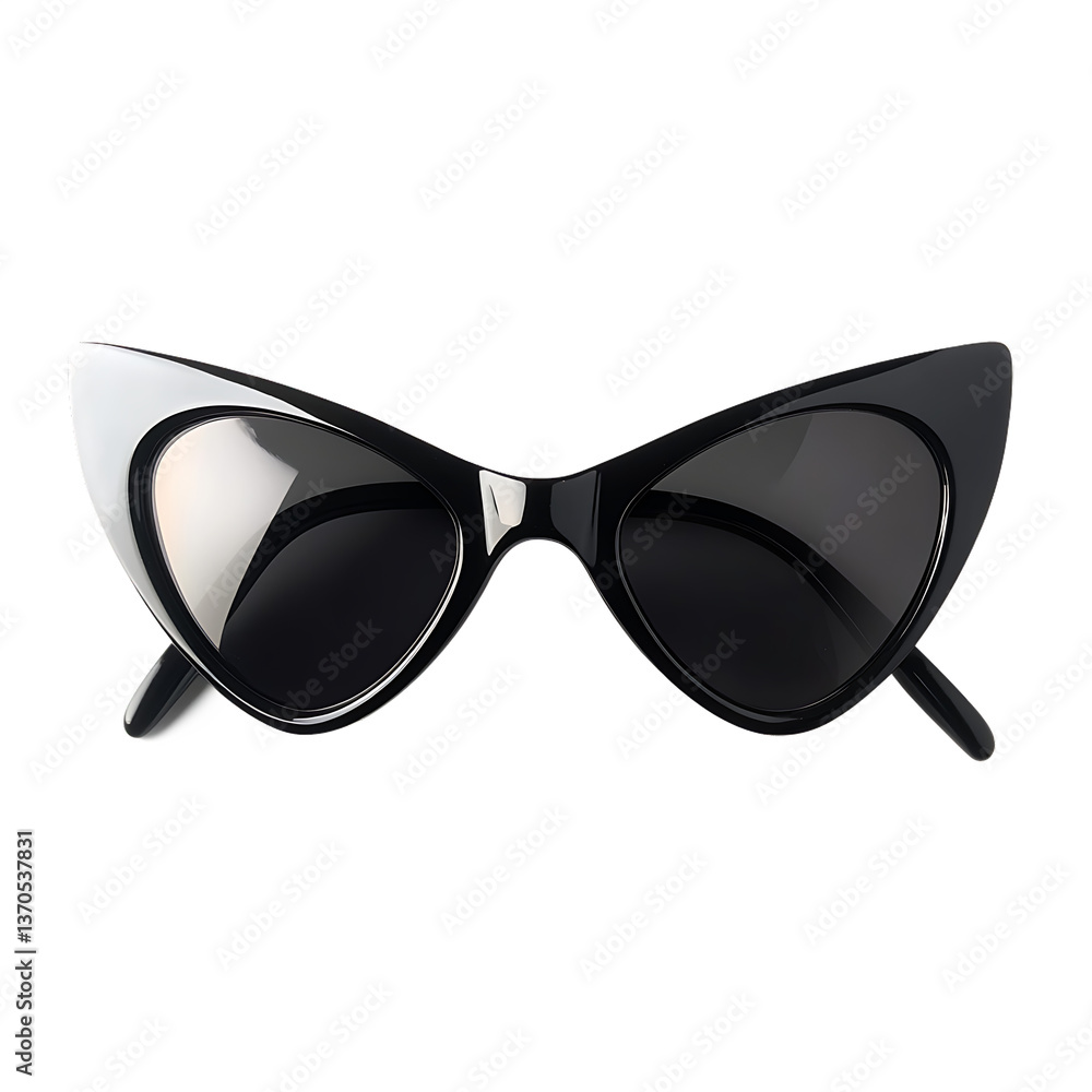CatEye Sunglasses with Transparent Background, Stylish Black and Dark Lenses CatEye Sunglasses with Transparent Background, Stylish Black and Dark Lenses