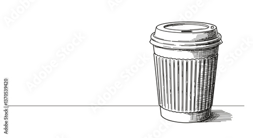 Illustration of a takeout coffee cup on a white background