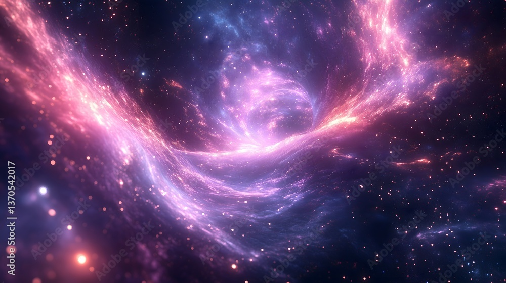 Fototapeta premium Cosmic Nebula with Swirling Lights