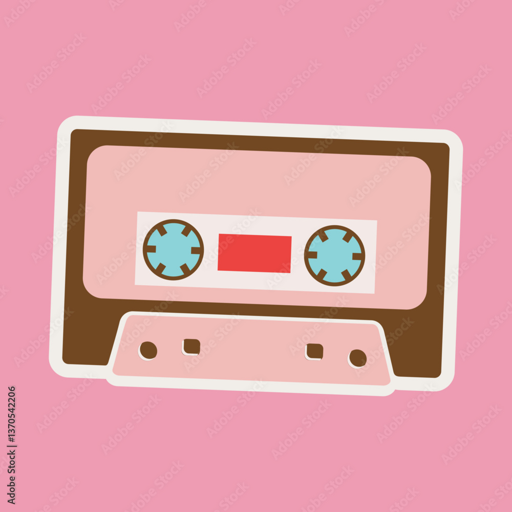 Cassette Tape Monster Vector Character, in Pastel Colors