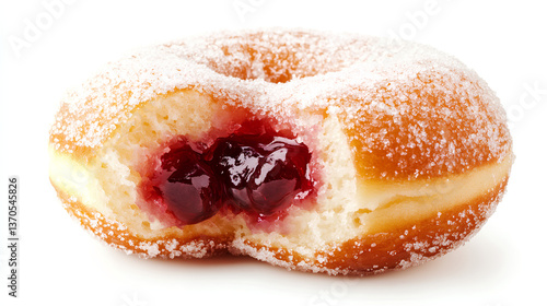 A strawberry jam-filled doughnut,