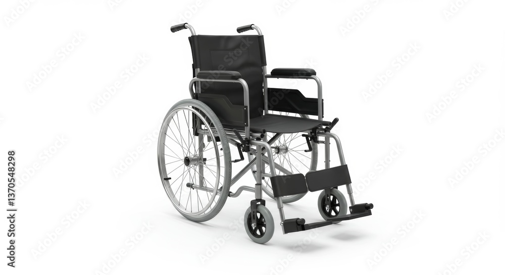 Fototapeta premium Wheelchair mobility aid against a white backdrop in natural light condition