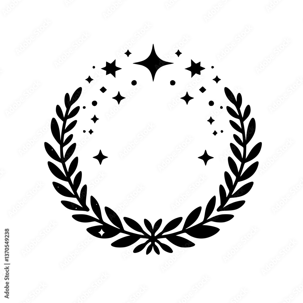 Fototapeta premium Black & White Celestial Wreath Illustration