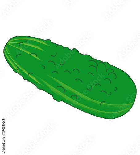 Single Green Pickle Isolated on White Background
