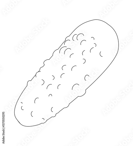 Minimalist Black and White Pickle Line Drawing