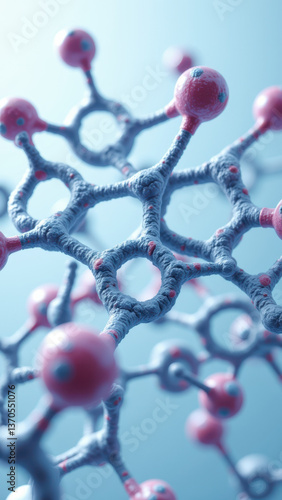 Structural model of Nicotinamide Adenine Dinucleotide (NAD+) molecule with pink covalent bonds.
