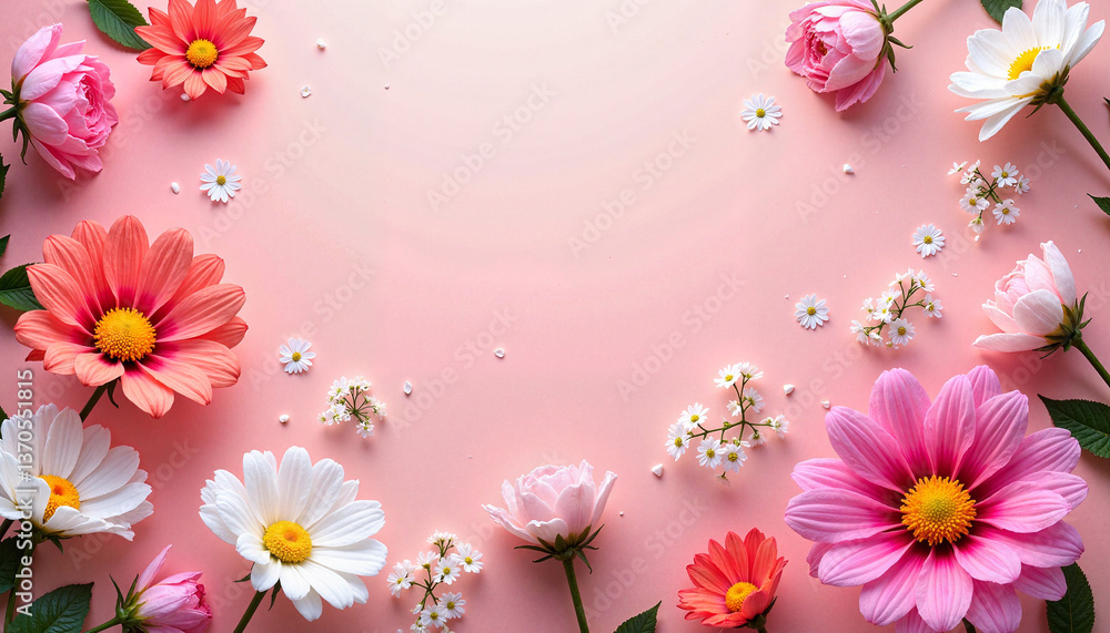 Vibrant floral arrangement with pink and white flowers on soft background, romantic sentiment Vibrant floral arrangement with pink and white flowers on soft background, romantic sentiment