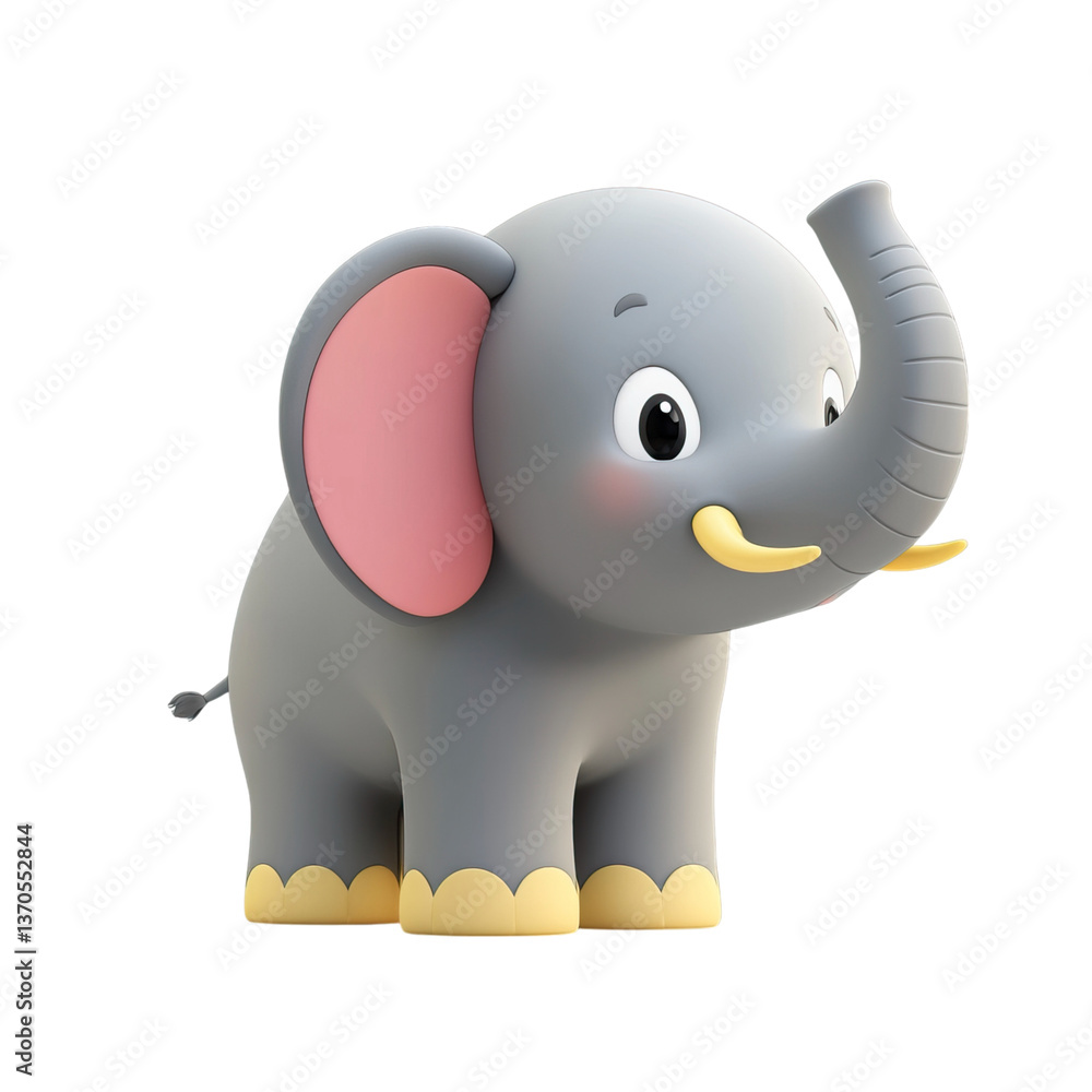 Cartoon Elephant with Raised Trunk and Smiling Expression Cartoon Elephant with Raised Trunk and Smiling Expression