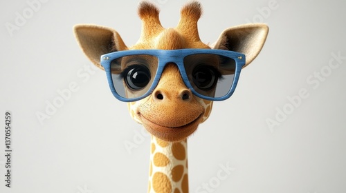 Adorable Giraffe in Cool Shades: A Fun 3D Render