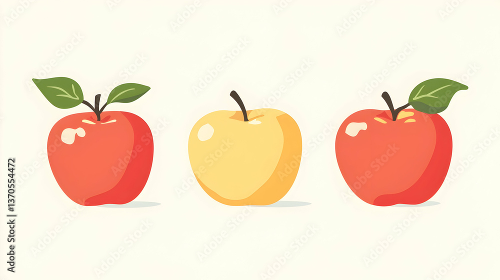 Flat Vector Illustration of Apple Fruit Flat Vector Illustration of Apple Fruit