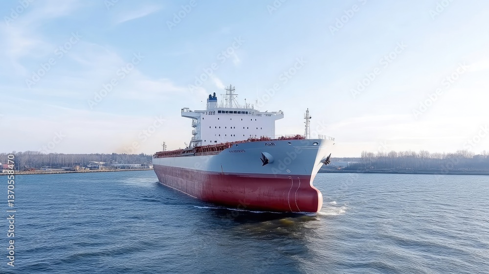 Large cargo ship moving through calm water Large cargo ship moving through calm water
