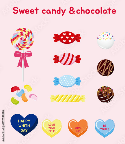 Sweet dessert candy chocolate lollipop collection