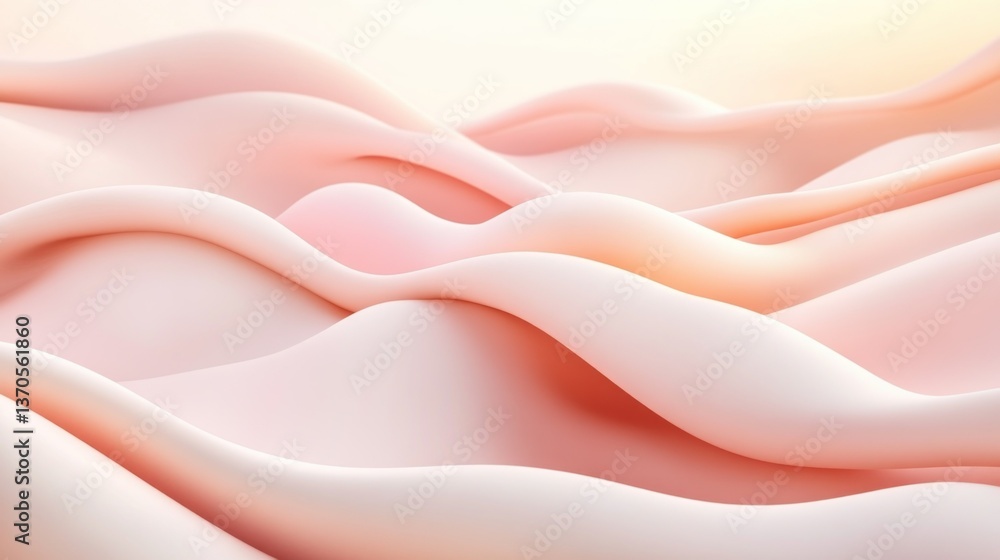 Fototapeta premium Soft pink abstract waves flowing gently over each other softly