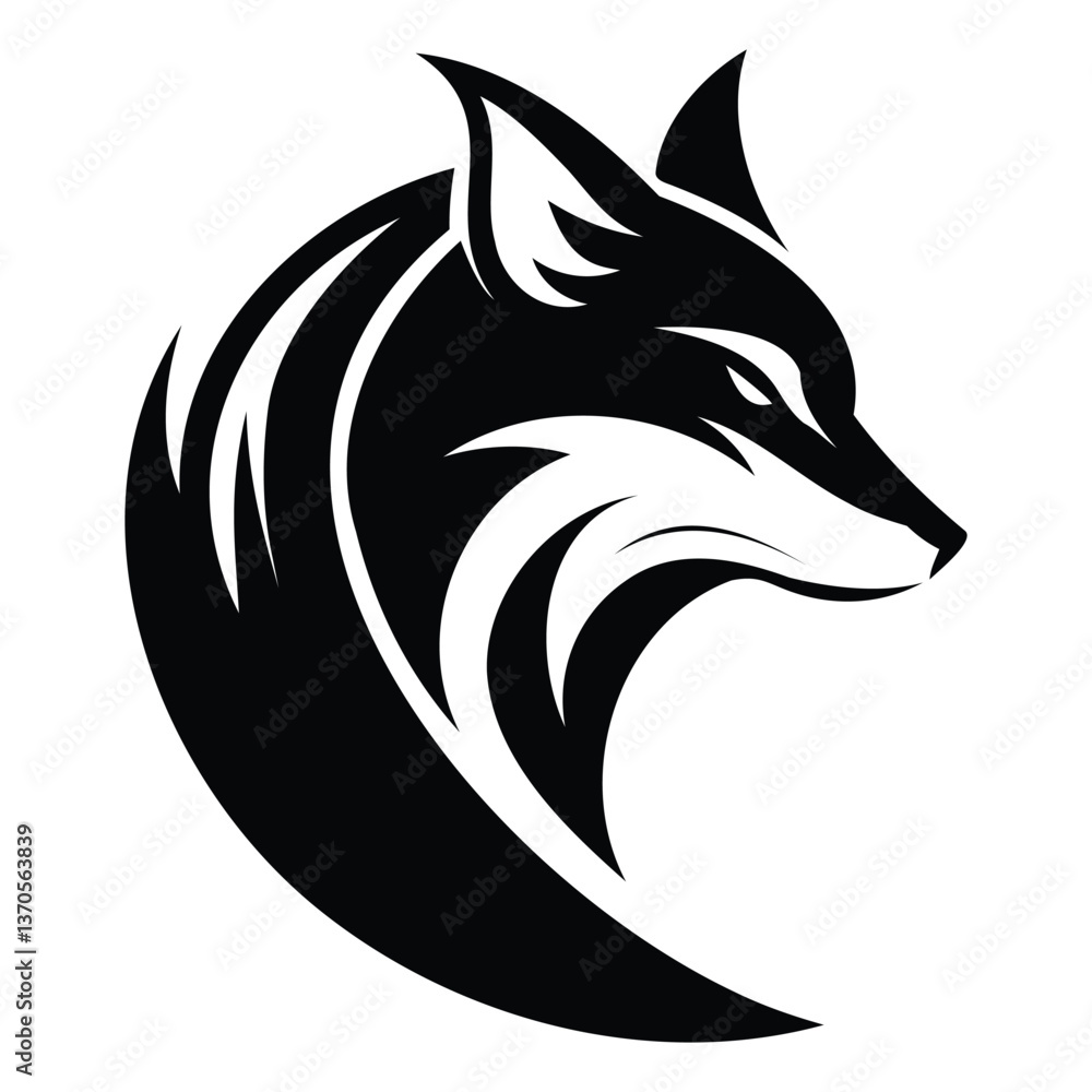 Obraz premium Fox Head Silhouette Vector Graphic. Fox Head Black Silhouette for Tattoo.