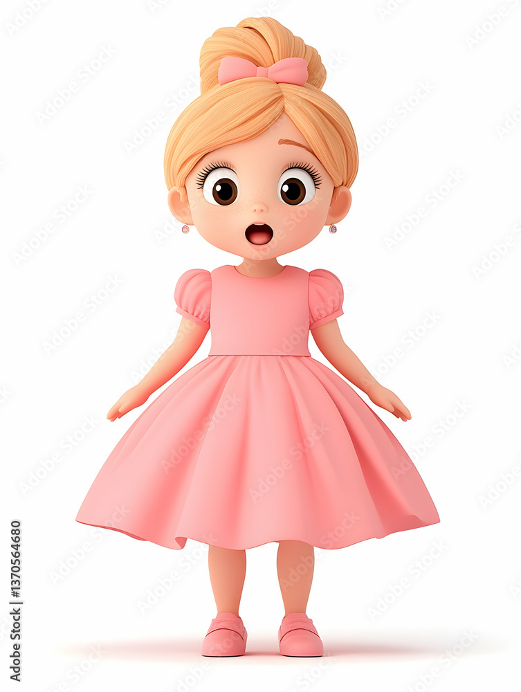 Surprised cute girl in pink dress Surprised cute girl in pink dress