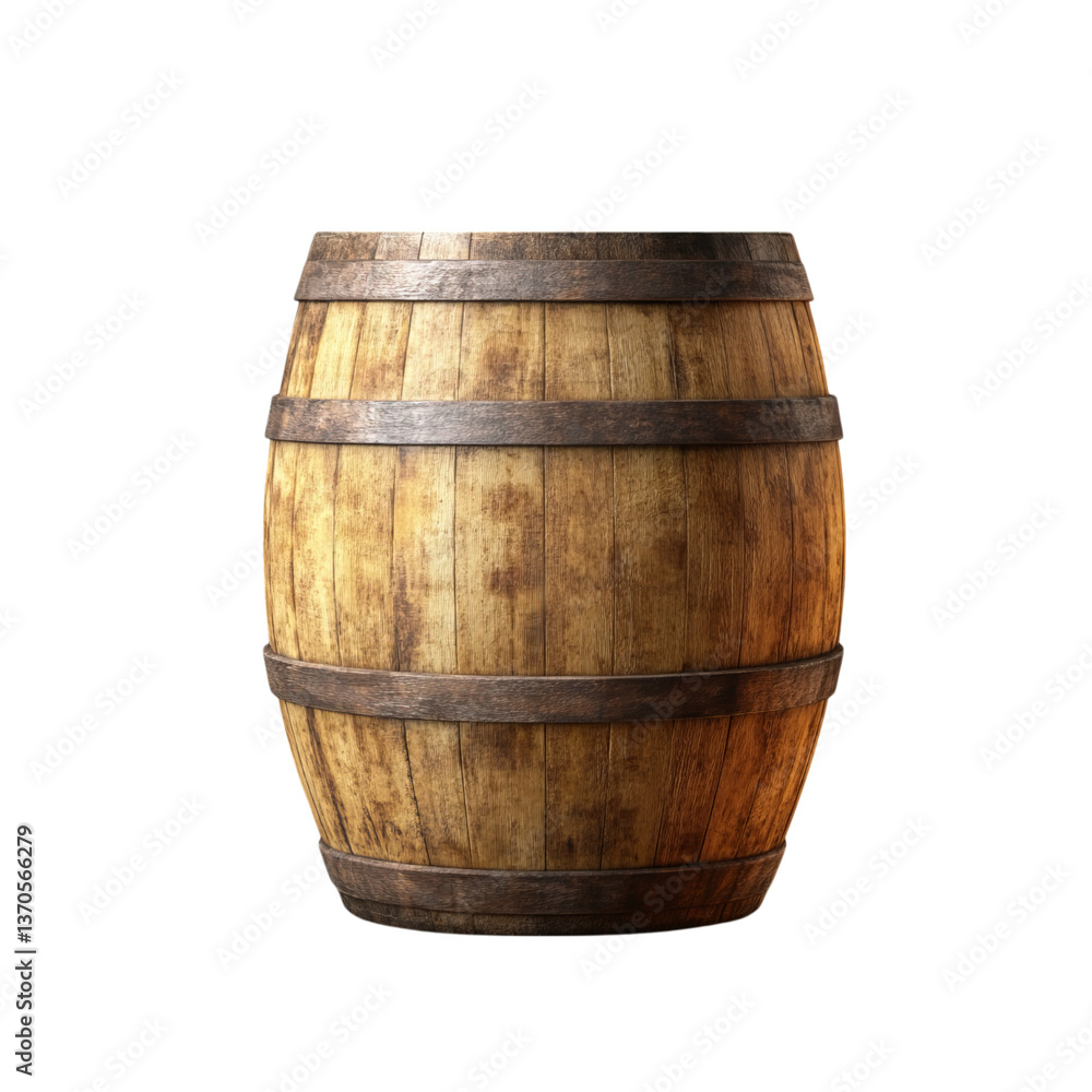 Fototapeta premium Classic Wooden Barrel with Metal Hoops