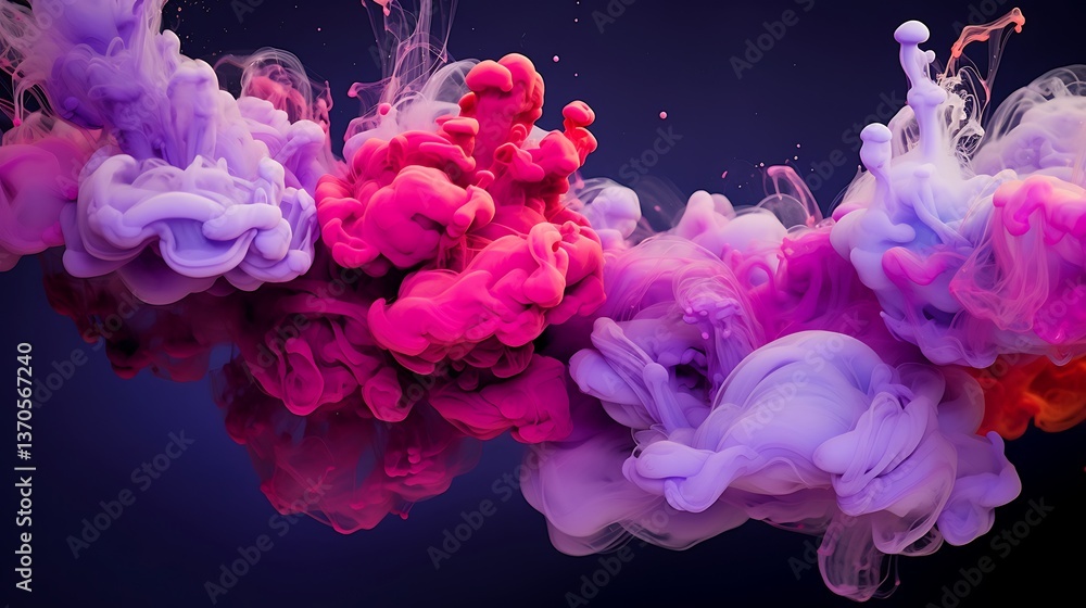Obraz premium Abstract Swirling Purple and Pink Ink Clouds