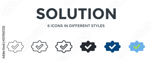 Solution Icon In Different Style Vector Illustration. Designed In Thin Line, Regular Line, Bold Line, Glyph, Color Fill, And Flat Style Can Be Used For Web