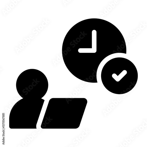 working hours glyph icon