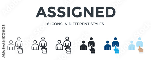 Assigned Icon In Different Style Vector Illustration. Designed In Thin Line, Regular Line, Bold Line, Glyph, Color Fill, And Flat Style Can Be Used For Web