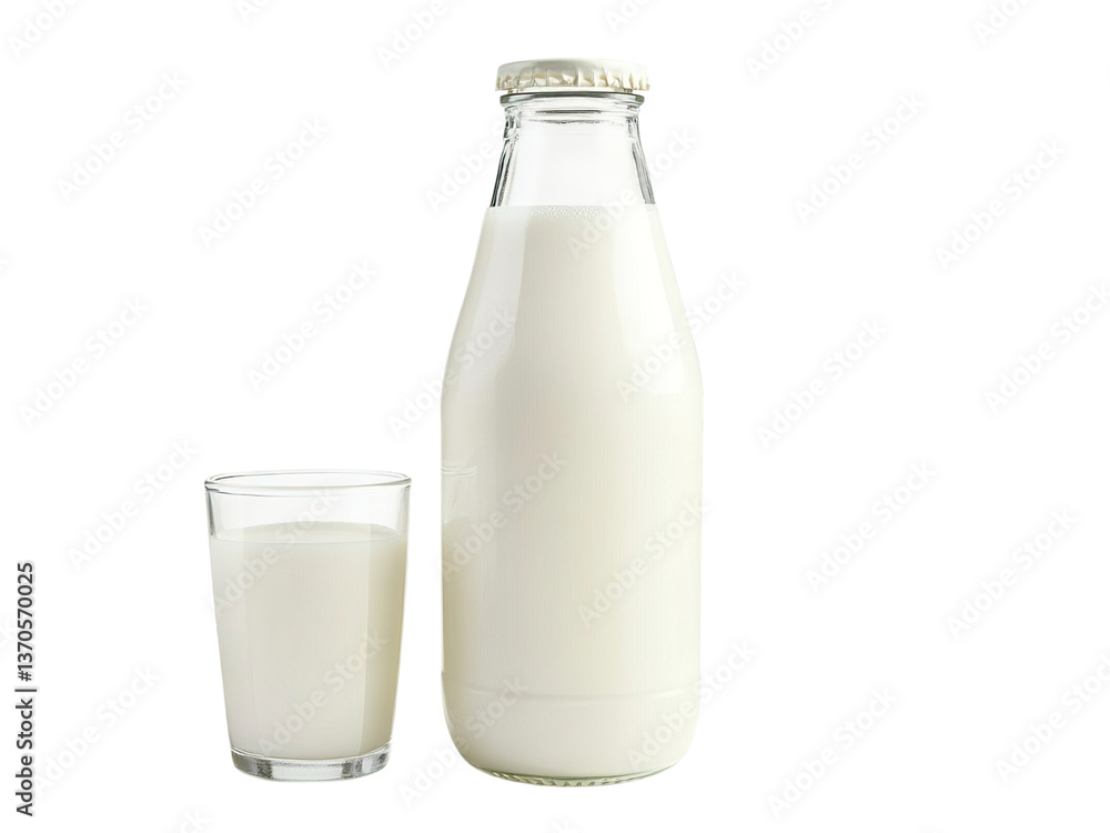 glass of milk and bottle