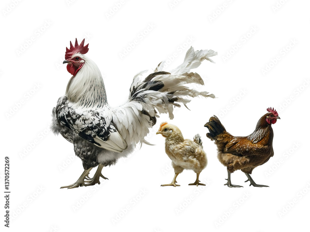 Fototapeta premium Group of Chickens Walking in a Line