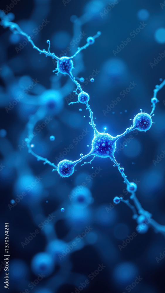 Blue microscopic view of a NAD molecule with its structure highlighted. Blue microscopic view of a NAD molecule with its structure highlighted.