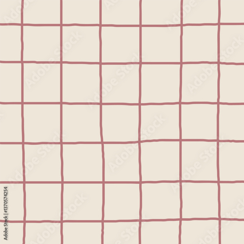 Warm Neutral Grid Pattern Hand-Drawn Vector Tiles