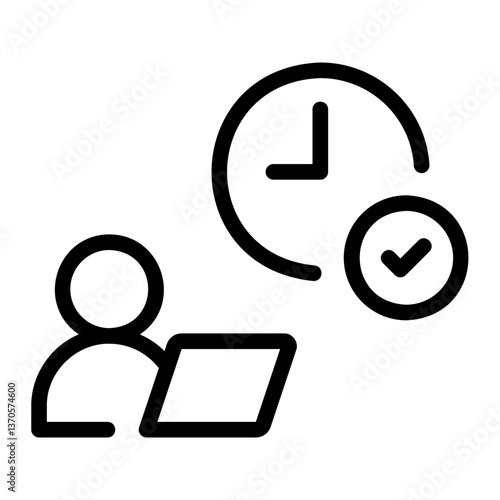 working hours line icon