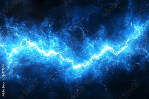 Blue lightning streaked across the sky. AI generated.