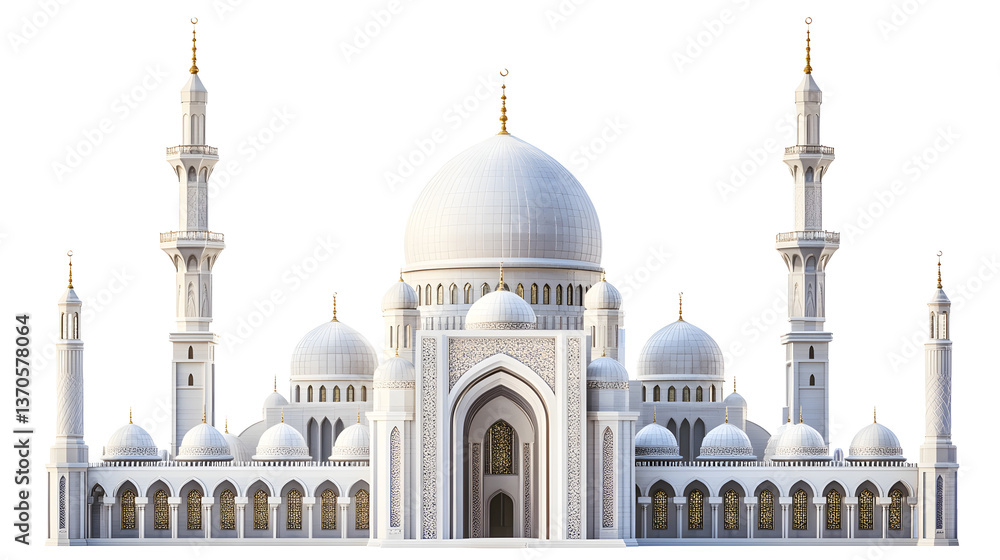 Fototapeta premium white mosque on transparent white background