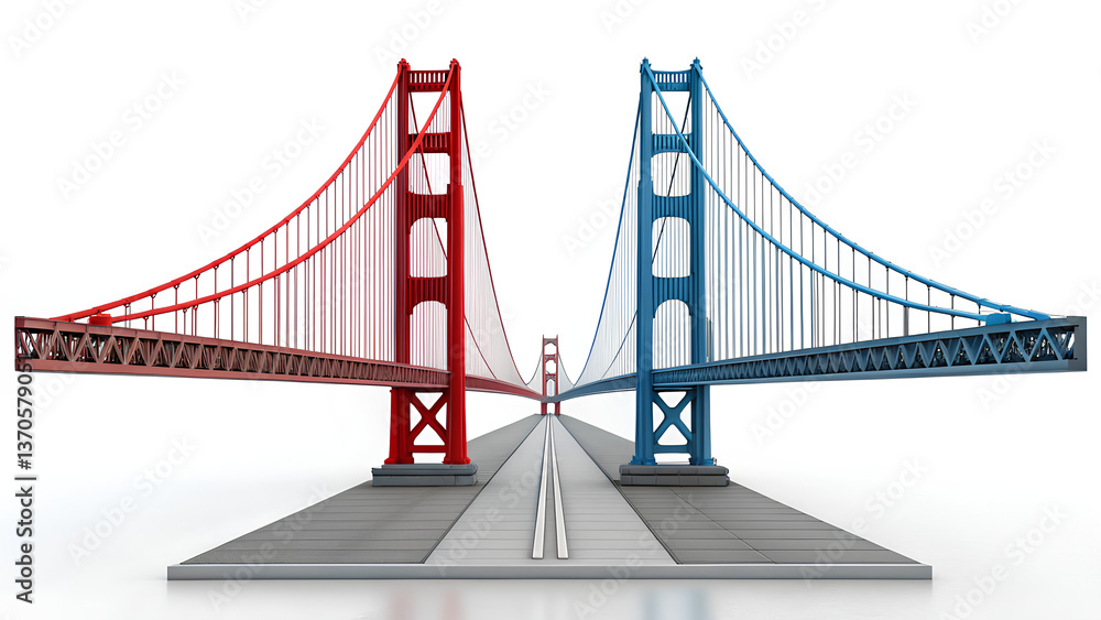Obraz premium stunning digital representation of bridge showcasing transformation design and business model. vibrant colors symbolize innovation and connection