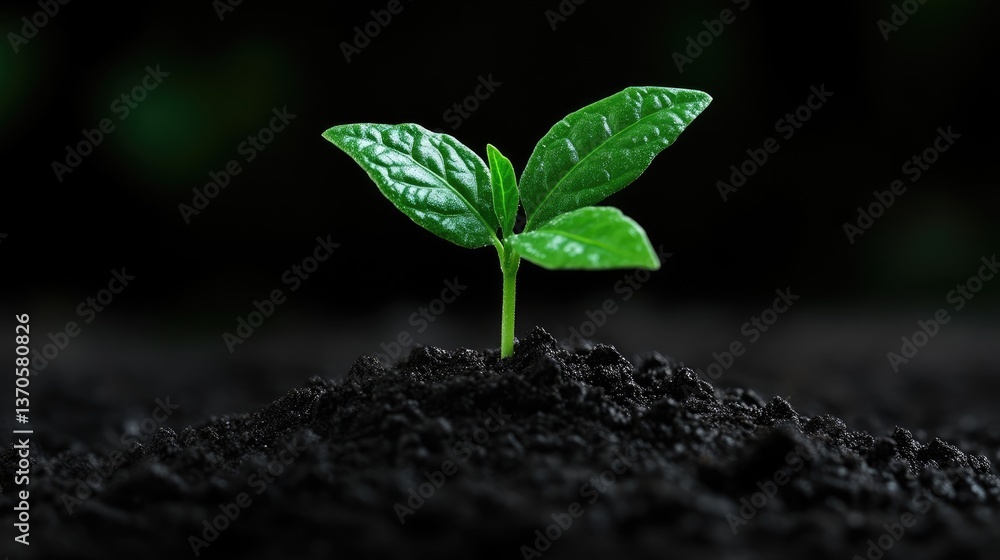 Naklejka premium New sprout emerging from rich soil