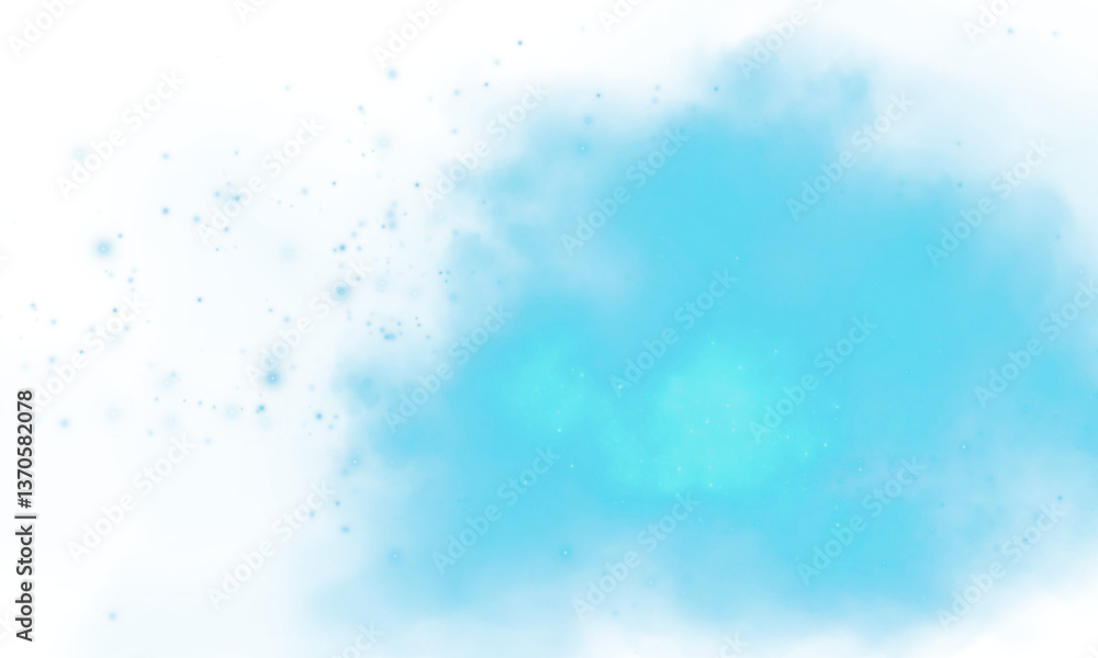 Obraz premium Magic blue smoke with glitter and small particles of twinkling stars. Fog with luminous particles. Blue vapor with stardust. Morning fog over land or water surface, magic haze. Fog or smoke. PNG.