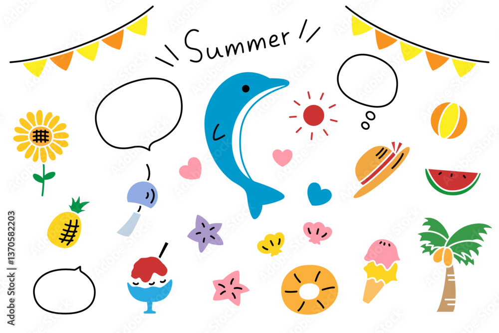 Fototapeta premium かわいい夏素材