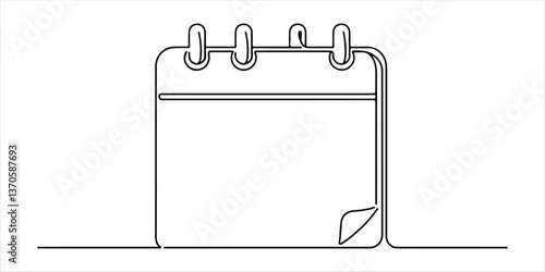 Loose leaf calendar year Symbol of memorable date single line art drawing sketch on white background