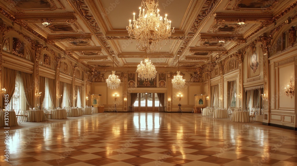 Naklejka premium Magnificent Grand Ballroom: Opulent Interior Design