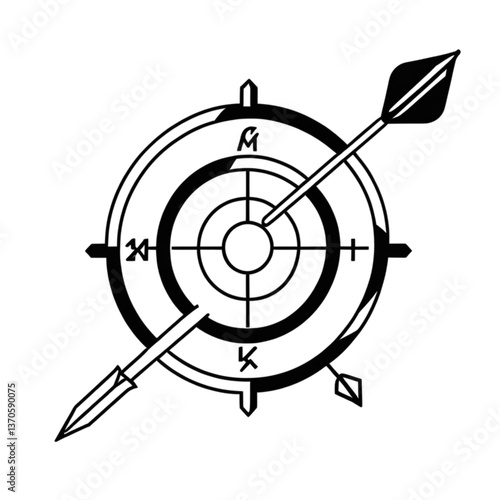 矢の刺さったターゲットのイラスト｜Target with Arrow Illustration