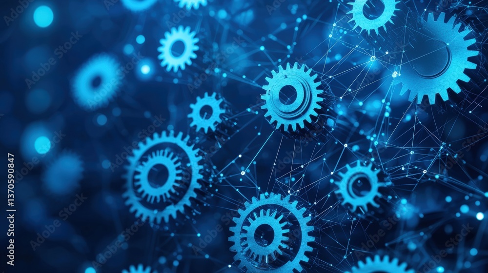 Interconnected gears abstract network technology background Interconnected gears abstract network technology background