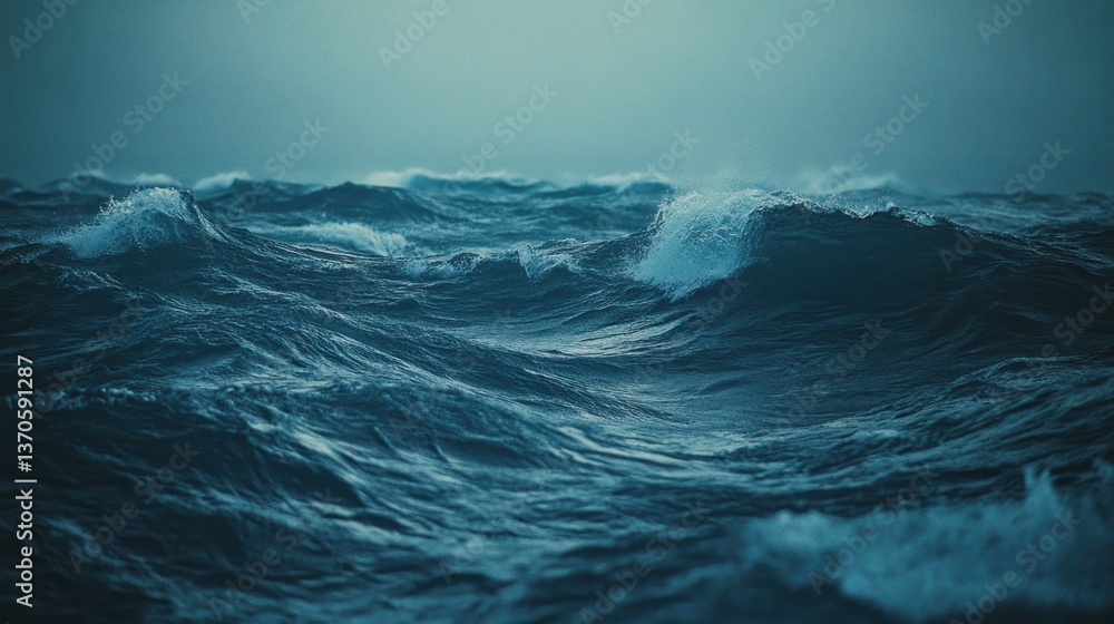 Fototapeta premium Dark blue ocean waves create dynamic patterns on the water surface