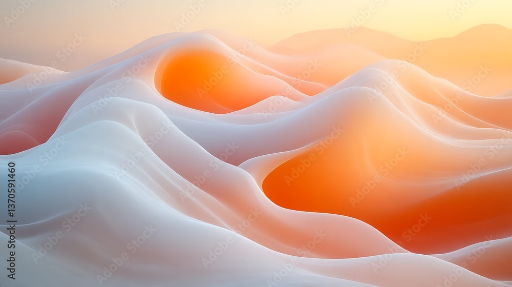 Obraz premium Abstract Orange and White Wavy Landscape