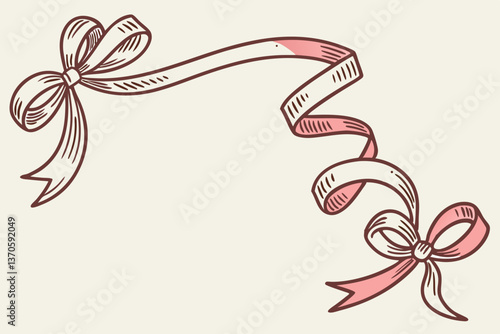 A lovely ribbon frame. Illustration. Vector.