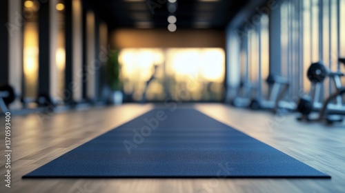 Wallpaper Mural Yoga Mat in Modern Gym Setting with Fitness Equipment Background Torontodigital.ca