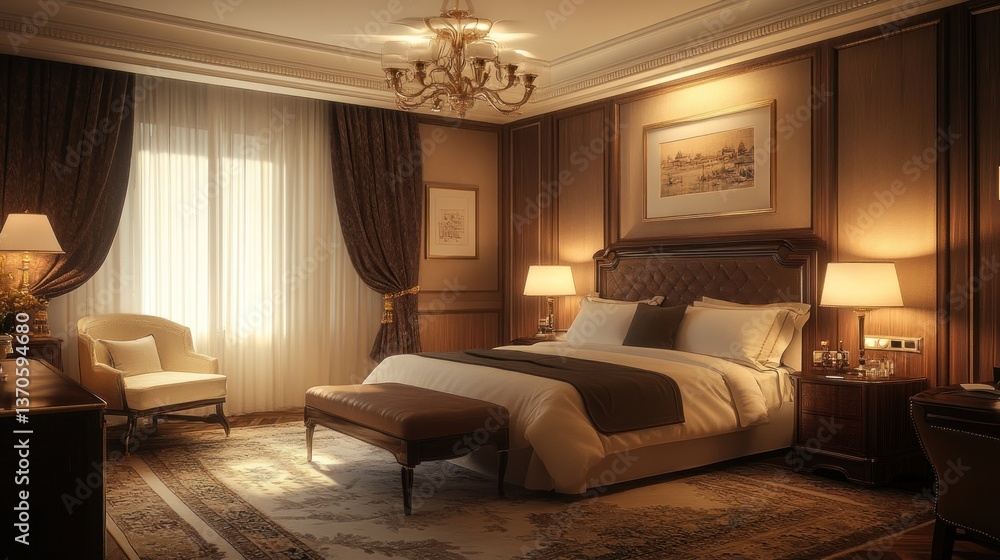 Fototapeta premium Luxurious Hotel Suite Bedroom Interior Design