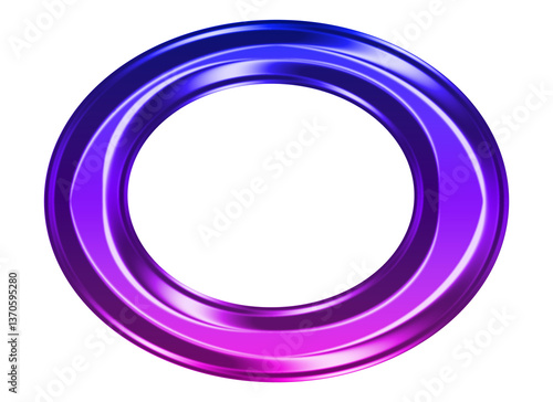 Futuristic neon metallic circular frame design. A glowing metallic circular frame with vibrant neon purple and blue tones.
